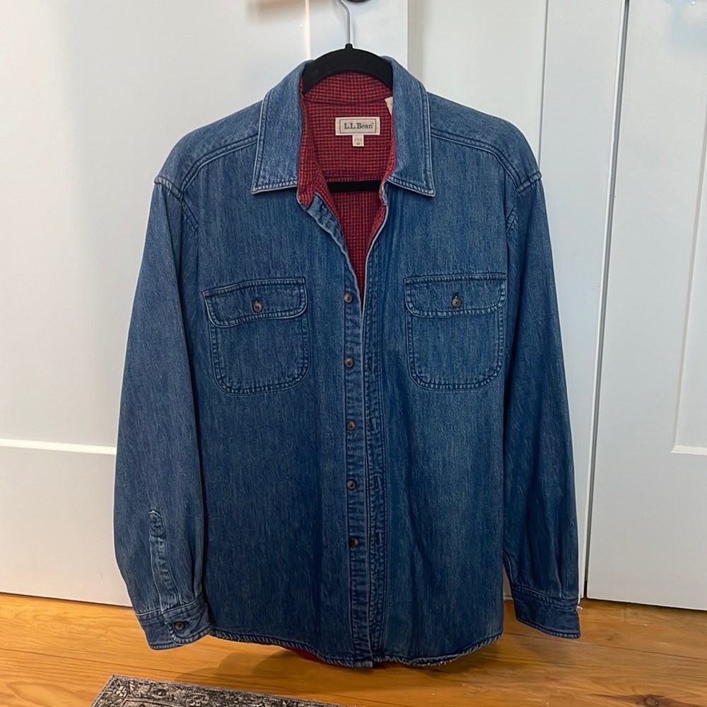 Vintage L. L. Bean Flannel lined denim shirt / shacket